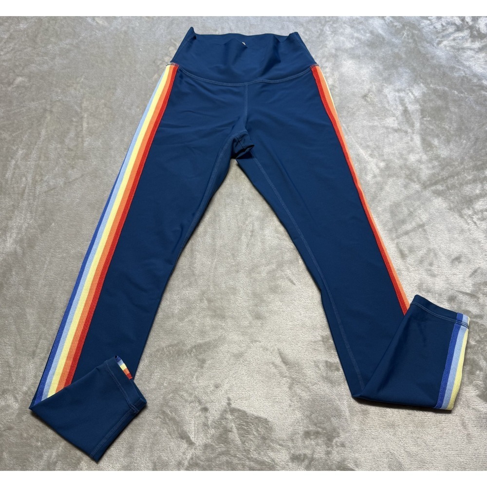 Spiritual Gangster Rainbow Side Stripe Leggings Women's XS Blue High Rise Yoga